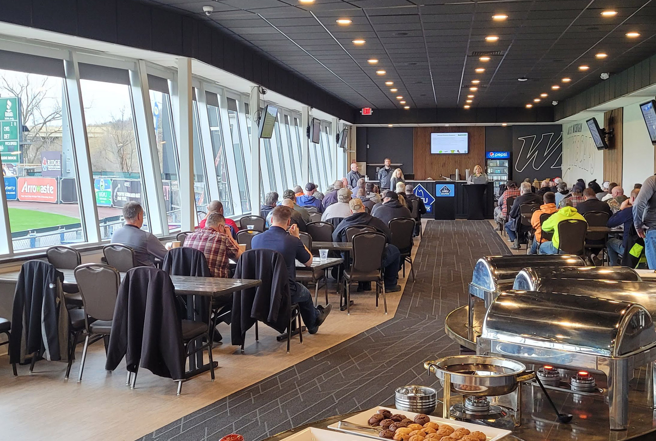 Catered gatherings with a view from the outfield at the Pepsi Stadium Club